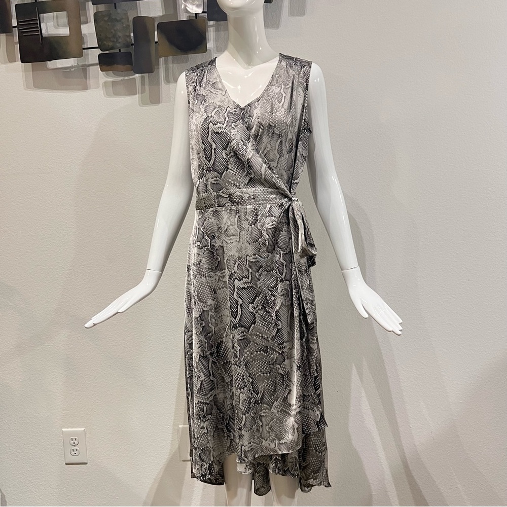 NWT White House Black Market Snakeskin Print Hi Lo Wrap Tie Dress Size 6